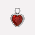 304 stainless steel heart pendant with faceted red glass stone and silver finish - Silver Red (S2018-S-R)