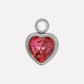 304 stainless steel heart pendant featuring a faceted pink crystal stone - Silver Rose Red (S2018-S-H)