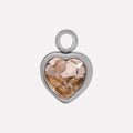 Champagne heart-shaped crystal pendant in silver polished stainless steel frame - Silver Pink (S2018-S-P)