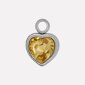304 stainless steel heart pendant featuring a large yellow faceted crystal gemstone - Silver Yellow (S2018-S-Y)