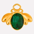 Ciondolo a forma di ape in acciaio inossidabile dorato con cristallo verde sfaccettato - Oro Verde (S2026-G-G)