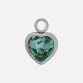 304 Stainless steel heart-shaped pendant with teal faceted crystal and silver bezel - Silver Sky Blue (S2018-S-S)