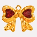 Gouden strikhanger met rode hartvormige kristallen voor het maken van sieraden - Goud-Rood