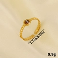 Verstellbarer Ring aus 304 Edelstahl mit Vintage-Bernstein und goldener Perlenband - Tigerauge-Textur-Stil (J820-G-T)