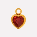 Elegant 304 stainless steel gold heart pendant with faceted red glass gemstone - Gold Red (S2018-G-R)