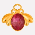 Ciondolo ape dorata con pietra rossa ovale e dettagli in acciaio inossidabile - Oro Rosa Vivo (S2026-G-H)