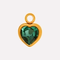 Golden stainless steel heart pendant featuring a faceted emerald green glass stone - Gold Green (S2018-G-G)