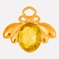 Ciondolo ape in acciaio inossidabile 304 con cristallo giallo sfaccettato dorato - Oro Giallo (S2026-G-Y)