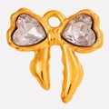 Golden bow pendant with heart-shaped crystal stones and a round hanging ring - Pink Gold Base (S2025-G-P)