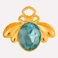 Pendente ape dorata con gemma ovale blu chiaro e catena minimalista in acciaio inossidabile - Oro Celeste (S2026-G-S)