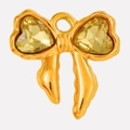 Bow-shaped 304 stainless steel pendant with heart-cut yellow crystals and gold plating - Yellow Gold Base (S2025-G-Y)
