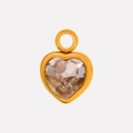 Elegant gold heart pendant charm with clear crystal and polished 304 stainless steel - Gold Pink (S2018-G-P)