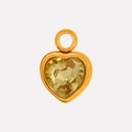 Champagne heart-shaped glass gemstone pendant with golden stainless steel frame - Gold Yellow (S2018-G-Y)