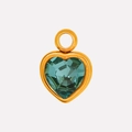 Golden heart pendant with a faceted blue gemstone for DIY necklace jewelry making - Gold Sky Blue (S2018-G-S)