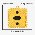 Macro detail of a vintage gold-tone sunburst square pendant with black stone inlay and beading - Gold-Black Center-Black Accents
