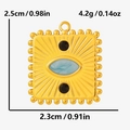 Detailed specs of the vintage evil eye gold pendant showing 2.5cm height and 4.2g weight - Gold-Sky Blue Center-Black Accents