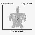 Macro shot of a 304 stainless steel turtle pendant with dimensions 2.6cm x 2.0cm - Small / Silver (S2063-S-Small)