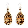 Vintage leopard print teardrop earrings with sparkling rhinestones and gold foil accents - Dark Coffee