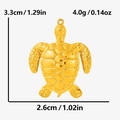 Detailed view of gold sea turtle pendant with dimensions 3.3cm by 2.6cm and weight 4.0g - Large / Gold (S2066-G-Large)