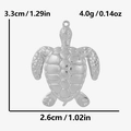 Detailed view of turtle pendant in 304 stainless steel with specific size and weight info - Large / Silver (S2066-S-Large)