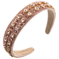 Luxury Baroque headband with pink rhinestones and gold crystal settings on fabric - Pink