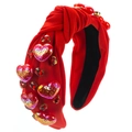 Diadema ancha roja de estilo barroco con detalles de corazones y cristales - Corazón Colorido Rojo