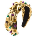 Cerchietto barocco dorato a nodo con gemme colorate e perle su sfondo bianco - Oro