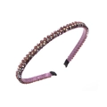 Detail of purple satin headband with sparkling multi-faceted crystal beads - Purple