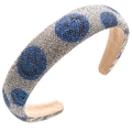 Dettaglio degli strass di cristallo e motivo a pois blu sulla fascia larga in spugna - Blu