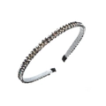 Cerchietto sottile con strass di cristallo e raso grigio per acconciature moda donna - Argento