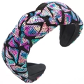 Detailed view of wide knotted headband with colorful sequins on velvet fabric - Purple Multi