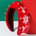 Diadema roja de Navidad con bordado JOY y detalles de cristales de copos de nieve - Rojo
