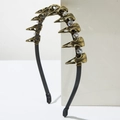 Serre-tête gothique d'Halloween avec crânes de corbeau en bronze et perles de cristal fin - Bronze