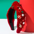 Cerchietto natalizio festivo in velluto rosso con albero smaltato e accenti di strass - Rosso