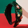 Cerchietto natalizio verde scintillante con ciondoli Babbo Natale in smalto e strass verdi - Verde