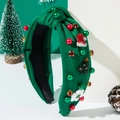 Grüner Samt-Weihnachtshaarreif mit Strasssteinen, Weihnachtsmütze und Schneeflocken - Grüner Weihnachtsmützen-Stil