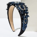 Luxury Baroque headband with blue crystals and sparkling floral glass stones - Blue