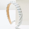 Cerchietto imbottito scintillante con perle bianche e strass per donne con motivo a onde - Bianco
