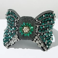 Cerchietto barocco con fiocco di cristalli verdi e lussuosi strass taglio smeraldo - Verde