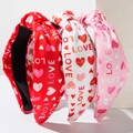 3er-Set Valentinstag Haarbänder aus Stoff mit Herz und LOVE Print in Rot, Weiß und Rosa - Rot-Weiß-Rosa Set