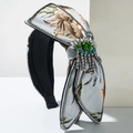 Vintage Haarreif mit Blumenstickerei, Strasssteinen und Edelstein im Evil-Eye-Design - AB Weiß