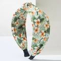 Boho Haarreif mit grünem Tropenmuster und Knoten-Design aus Stoff für Damen Mode-Accessoire - Grün Gelb