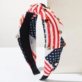 Haarreif mit Knoten, US-Flaggen-Design, Sternen und Streifen sowie glitzernden Strasssteinen - Roter Streifen