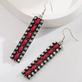 Pendientes largos vintage estilo western con cuentas rojas y pedrería de colores - Estilo de Gancho para la Oreja Largo / Rojo
