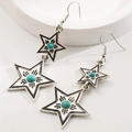 Orecchini bohémien a stella con turchese in lega d'argento vintage e design a gancio - Pentagramma