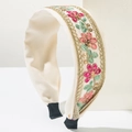 Exquise geborduurde haarband met bloemen en gouden kant in vintage luxe stijl - Roségoud