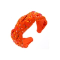 Cerchietto arancione fatto a mano con perle colorate di vetro e design a nodo alto - Arancione