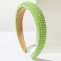 Detail of light green pearl headband with non-slip lining and thick sponge base - Green