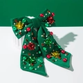 Fiocco per capelli natalizio verde con stelle colorate e perle per feste e celebrazioni - Verde