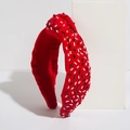 Cerchietto intrecciato rosso fatto a mano con perle di vetro e design natalizio - Rosso